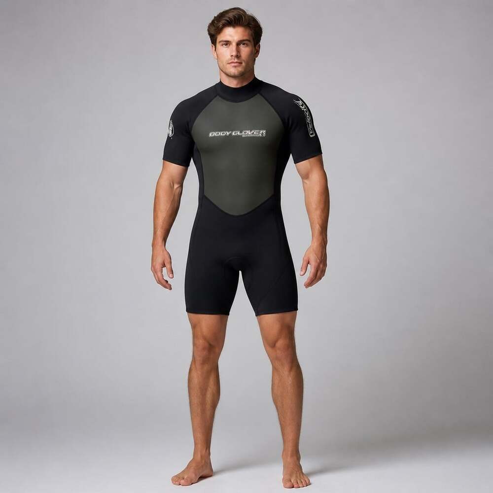 Body Glove Velocity Shorty Wetsuit Back Zip Black Neoprene Y2K Surf Men's